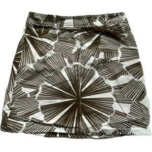 Nautica Womens Short Chino Skirt With Floral Pattern-Brown/White-size 6-GUC